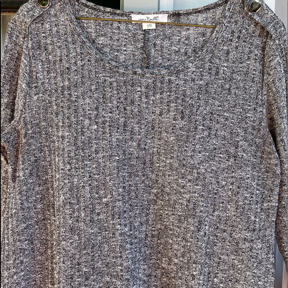Lightweight, gray sweater dress.